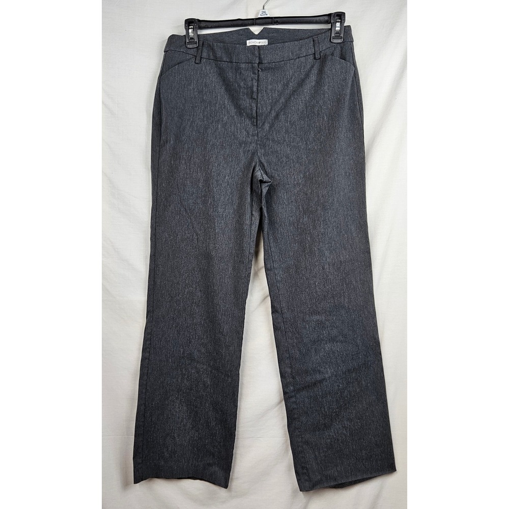 Fashion Bug Womens Charcoal Gray Heather Straight Leg Dress Pants 14 Career